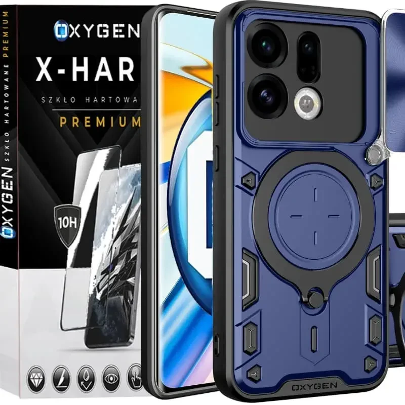 Etui na telefon Oppo Find X9 Niebieskie Oxygen RR + Szkło Hartowane X-HARD