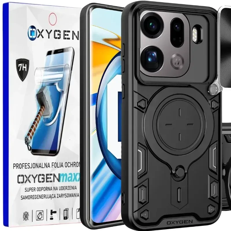 Etui na telefon Oppo Find X9 Pro Czarne Oxygen RR + Super Folia