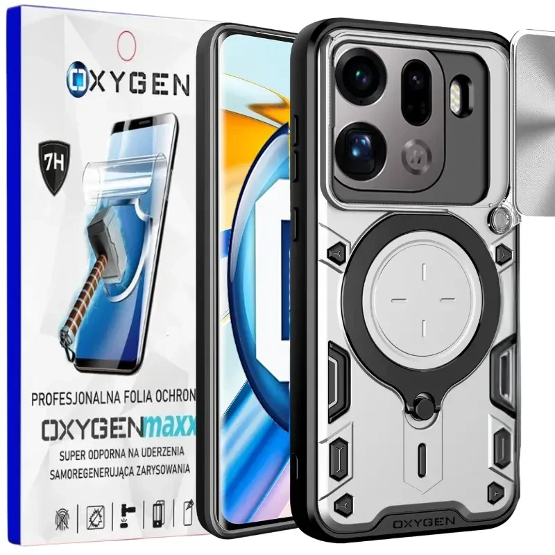Etui na telefon Oppo Find X9 Pro Srebrne Oxygen RR + Super Folia