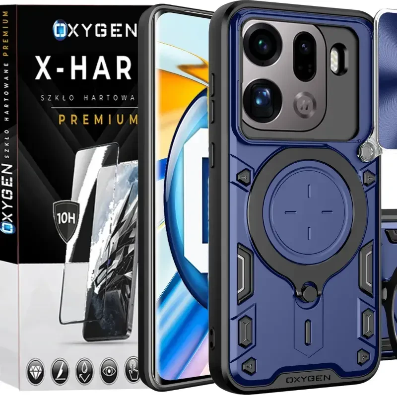 Etui na telefon Oppo Find X9 Pro Niebieskie Oxygen RR + Szkło Hartowane X-HARD