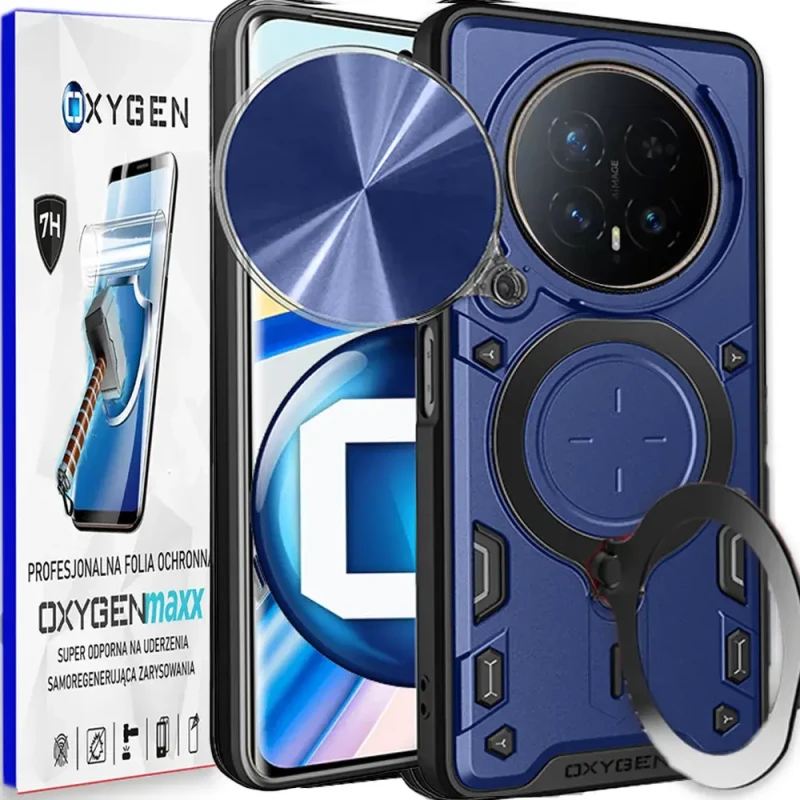 Etui na telefon Honor Magic8 Pro Niebieskie Oxygen RR + Super Folia
