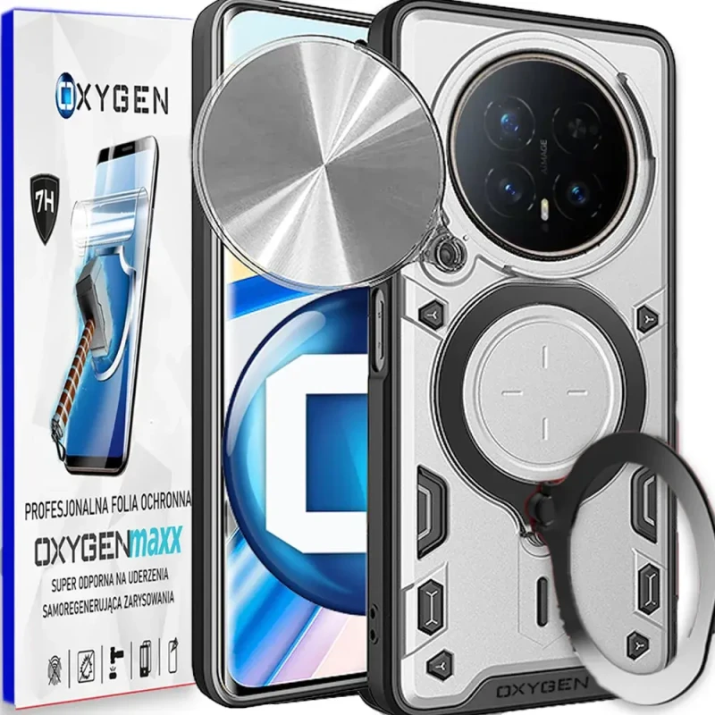 Etui na telefon Honor Magic8 Pro Srebrne Oxygen RR + Super Folia