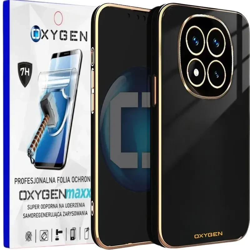 Etui na telefon Xiaomi Redmi Note 15 PRO 5G Oxygen GLOW Czarne + Super Folia