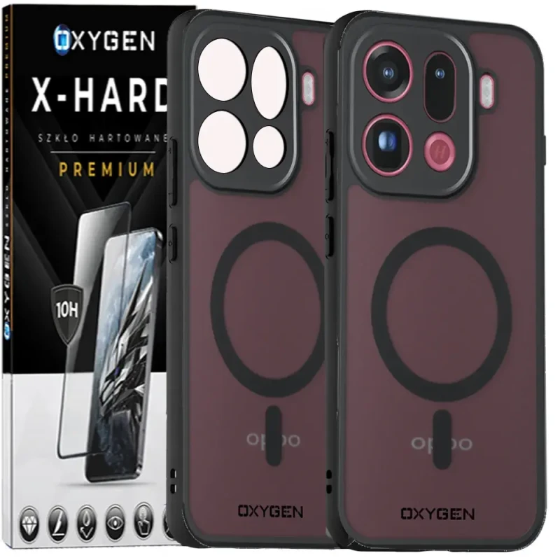 Etui na telefon Oppo Find X9 Pro Czarne Oxygen MAGSafe + Szkło Hartowane X-HARD