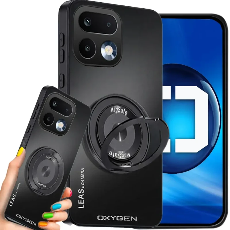 Etui na telefon Realme 16 Pro Plus 5G Czarne Oxygen LeaS MAGSafe