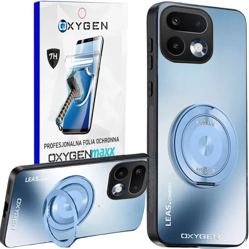 Etui na telefon Realme 16 Pro Plus 5G Niebieskie Oxygen LeaS MAGSafe  + Super Folia