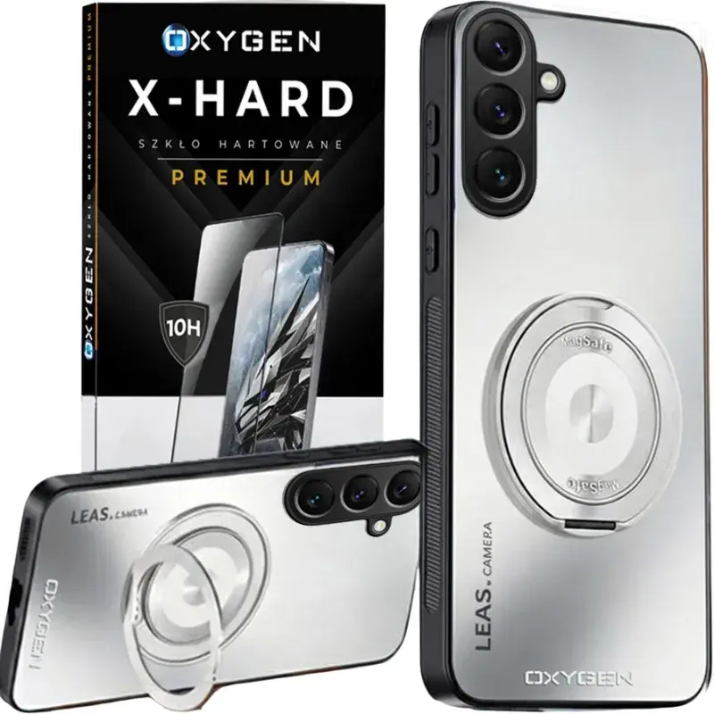 Etui na telefon Samsung Galaxy A37 Białe Oxygen LeaS MAGSafe + Szkło Hartowane X-HARD