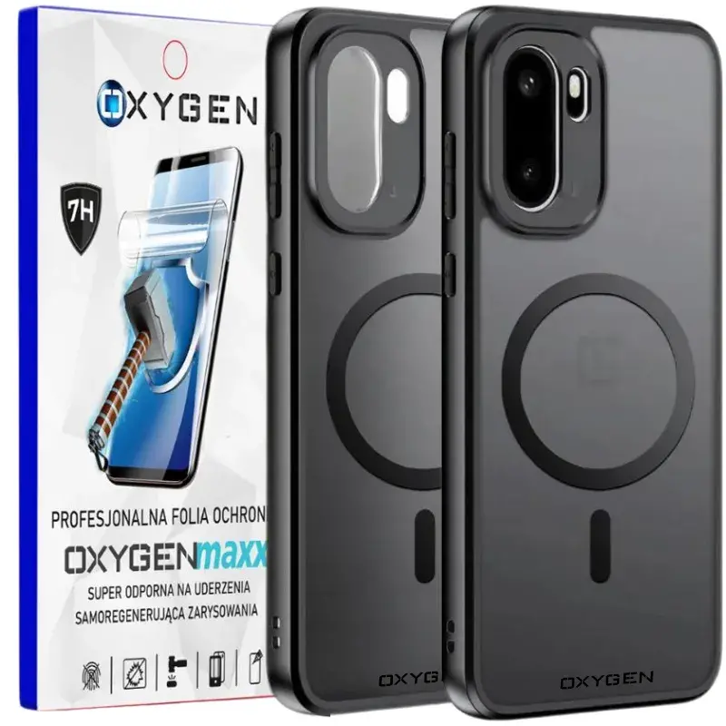 Etui na telefon OnePlus 15R Czarne Oxygen MAT MAGSafe + Super Folia