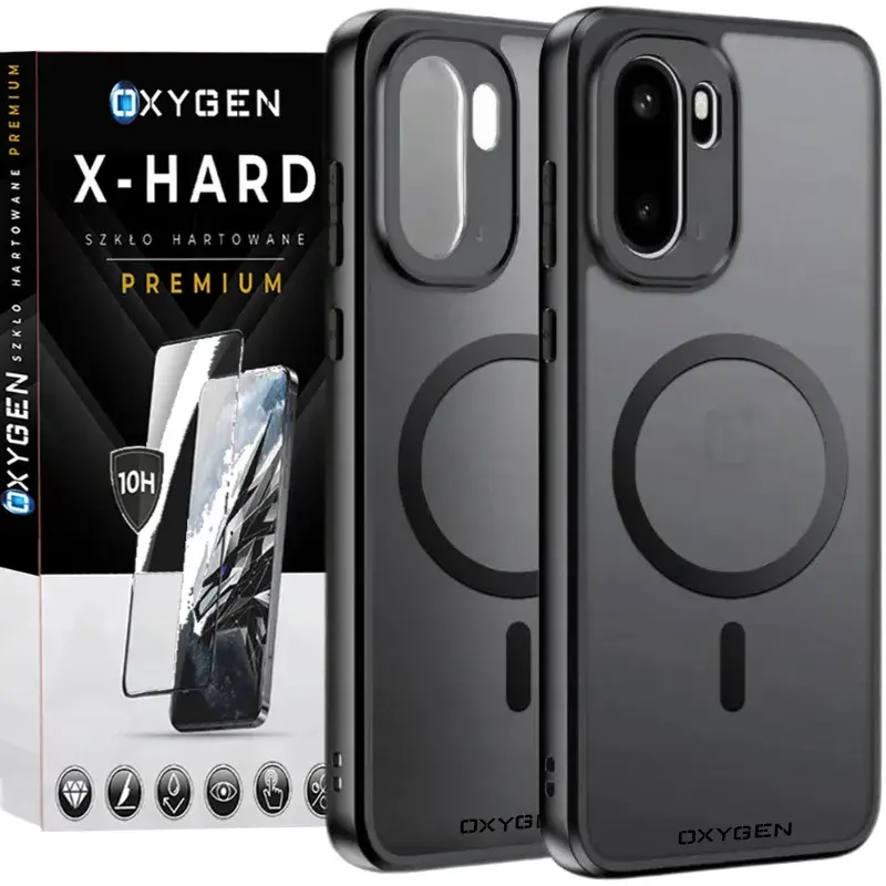 Etui na telefon OnePlus 15R Czarne Oxygen MAT MAGSafe + Szkło Hartowane X-HARD