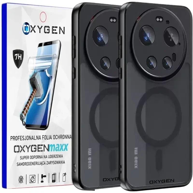 Etui na telefon Xiaomi 17 Ultra Czarne Oxygen MAGSafe + Super Folia