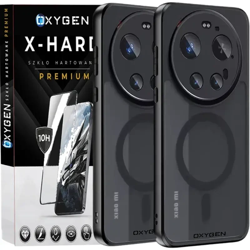 Etui na telefon Xiaomi 17 Ultra Czarne Oxygen MAT MAGSafe + Szkło Hartowane X-HARD