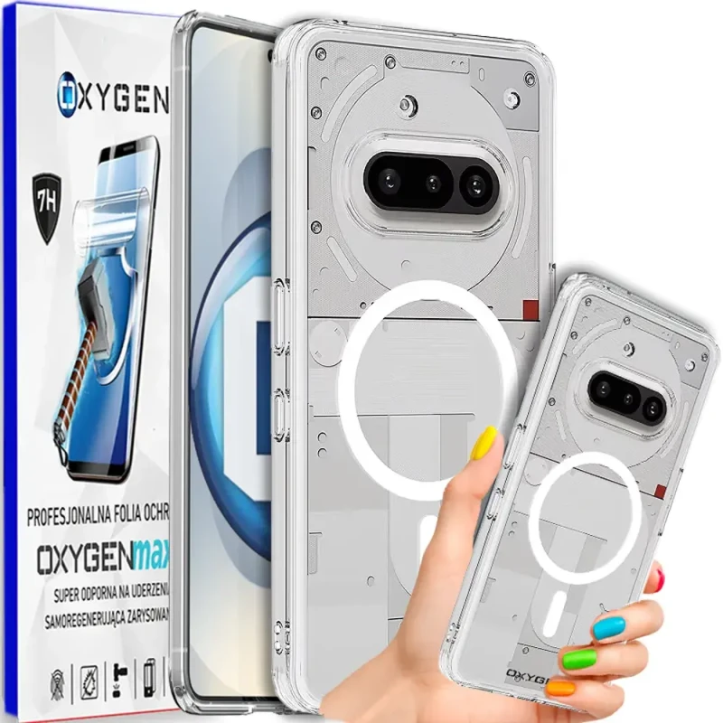 Etui na telefon Nothing Phone 3A Oxygen Pure MAGSafe Bezbarwne + Super Folia