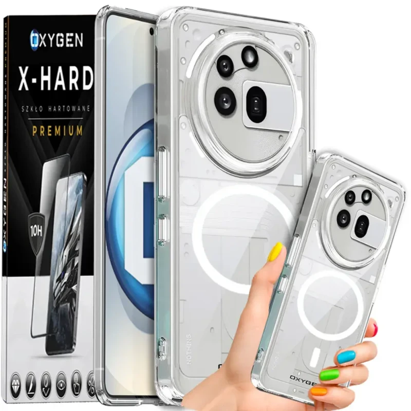 Etui na telefon Nothing Phone 3A Pro Bezbarwne Oxygen PURE MAGSafe + Szkło Hartowane X-HARD