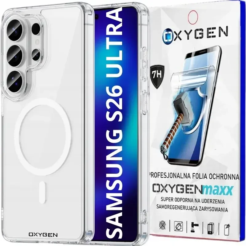 Etui na telefon Samsung Galaxy S26 ULTRA Oxygen Pure MAGSafe Bezbarwne + Super Folia