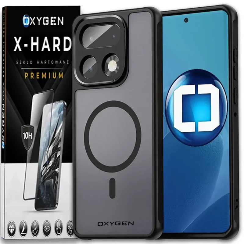 Etui na telefon Realme 16 Pro 5G Czarne Oxygen MAT MAGSafe + Szkło Hartowane X-HARD
