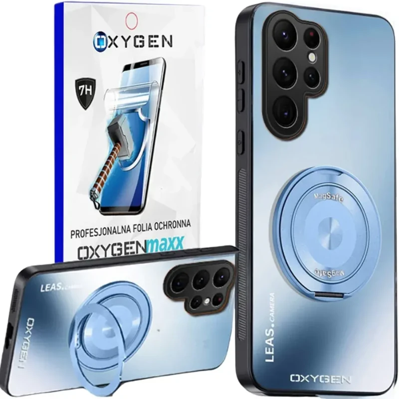 Etui na telefon Samsung Galaxy S26 ULTRA Niebieskie Oxygen LeaS MAGSafe  + Super Folia