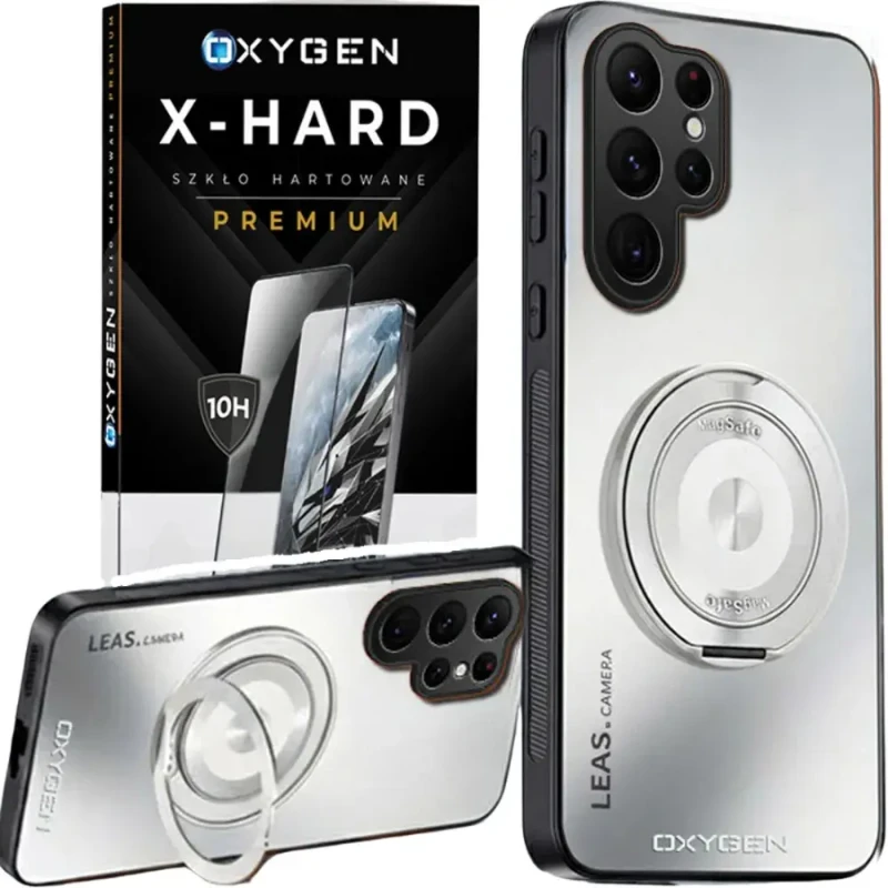 Etui na telefon Samsung Galaxy S26 ULTRA Białe Oxygen LeaS MAGSafe  + Szkło Hartowane X-HARD