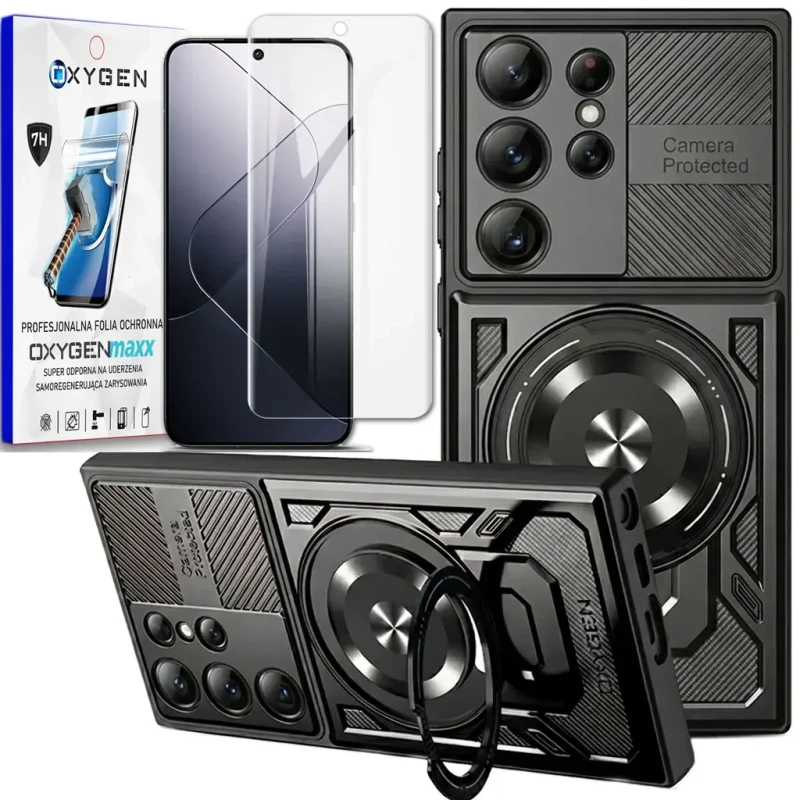 Etui na telefon Samsung Galaxy S26 ULTRA Czarne Oxygen RR MAGSafe + Super Folia