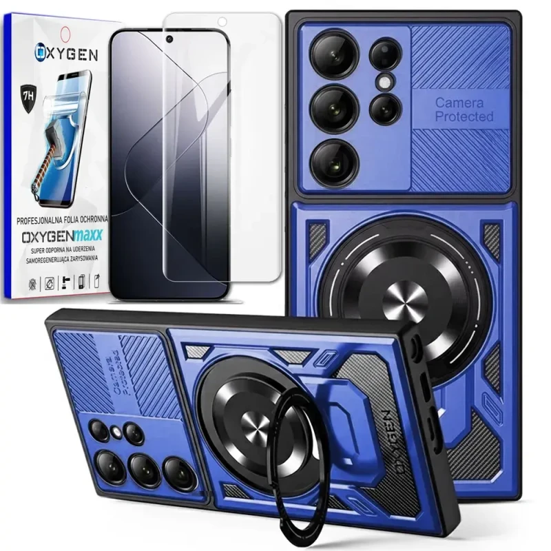 Etui na telefon Samsung Galaxy S26 ULTRA Niebieskie Oxygen RR MAGSafe + Super Folia
