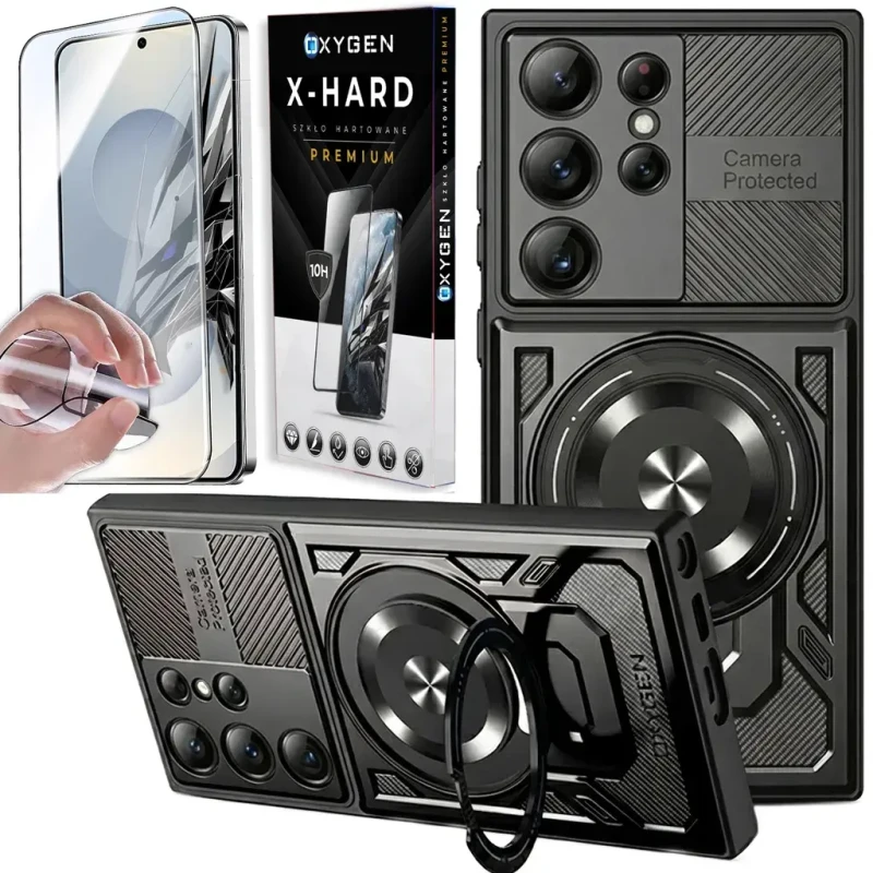 Etui na telefon Samsung Galaxy S26 ULTRA Czarne Oxygen RR MAGSafe + Szkło Hartowane X-HARD