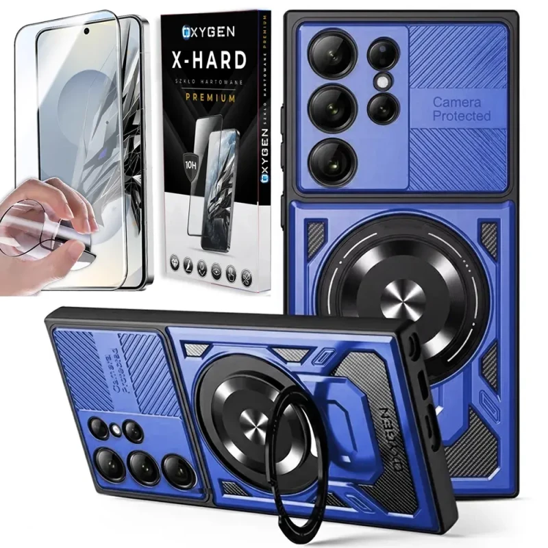 Etui na telefon Samsung Galaxy S26 ULTRA Niebieskie Oxygen RR MAGSafe + Szkło Hartowane X-HARD