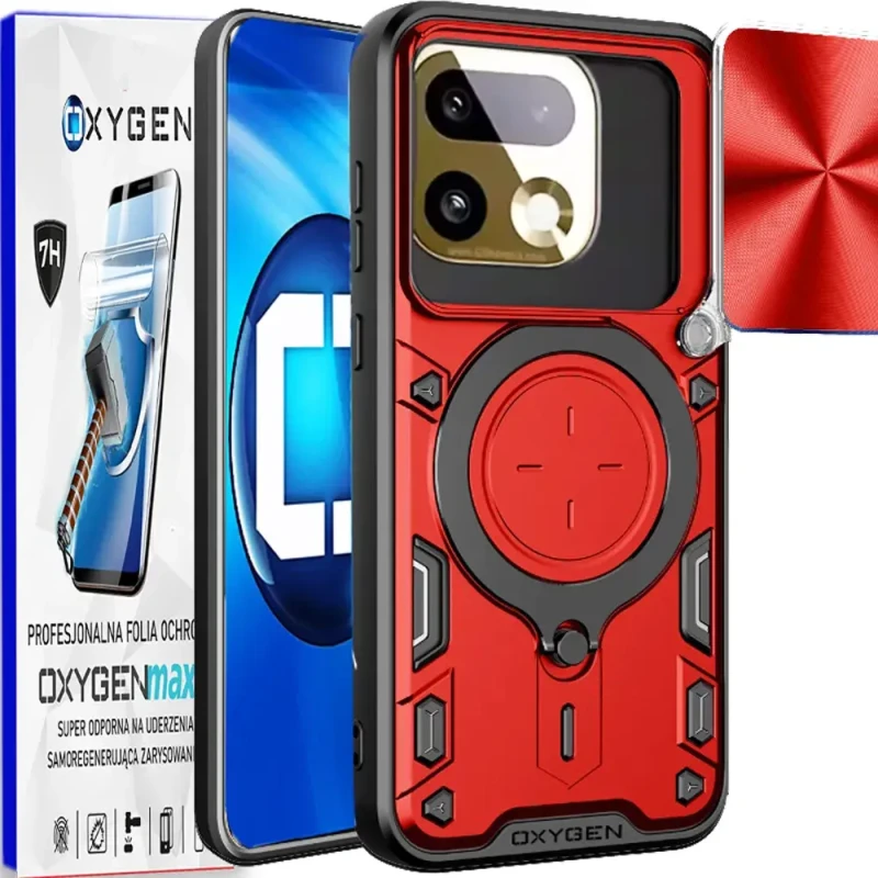 Etui na telefon Realme 16 Pro 5G Czerwone Oxygen RR + Super Folia