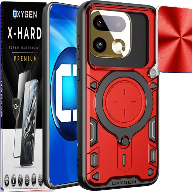 Etui na telefon Realme 16 Pro 5G Czerwone Oxygen RR + Szkło Hartowane X-HARD