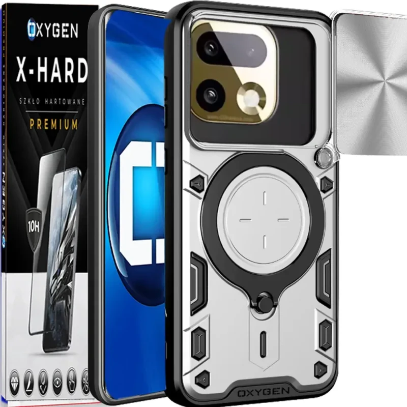 Etui na telefon Realme 16 Pro 5G Srebrne Oxygen RR + Szkło Hartowane X-HARD
