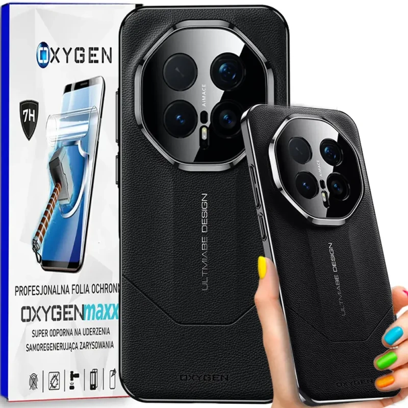 Etui na telefon Honor Magic8 Pro Czarne Oxygen Ultimate + Super Folia