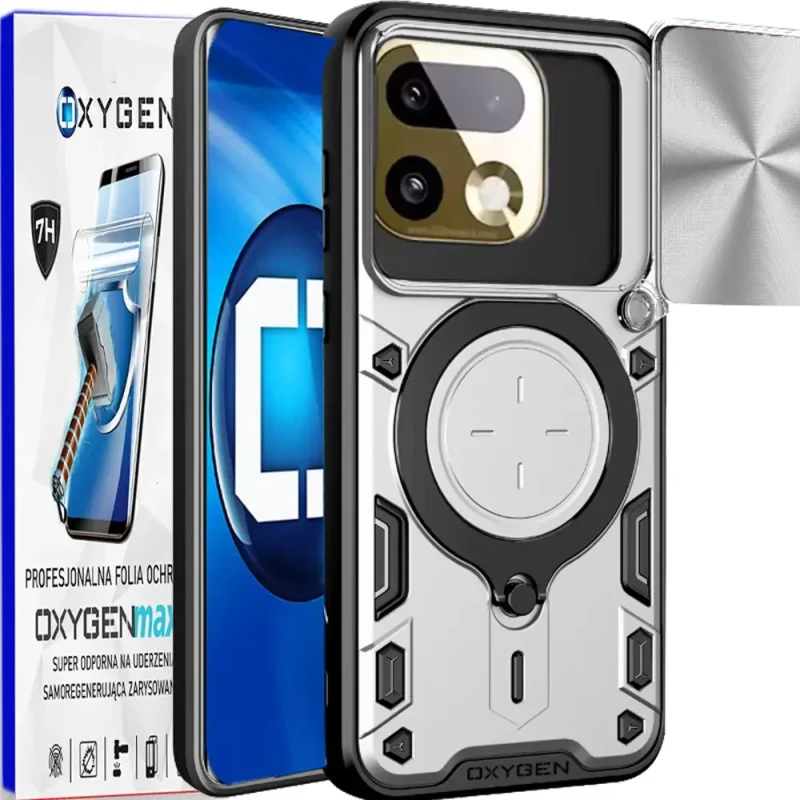 Etui na telefon Realme 16 Pro Plus 5G Srebrne Oxygen RR + Super Folia