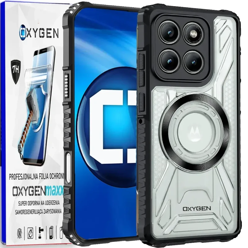 Etui na telefon Motorola Edge 60 Pro Bezbarwne Oxygen HeX + Super Folia