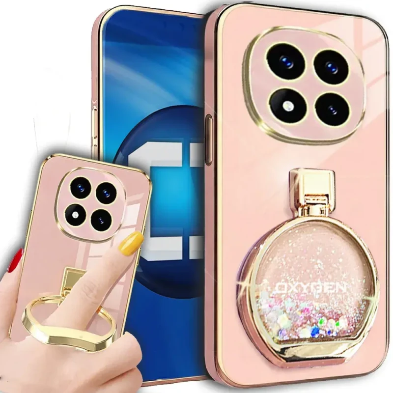 Etui na telefon Xiaomi Redmi Note 14 PRO PLUS 5G Różowe Oxygen ARIA + Uchwyt