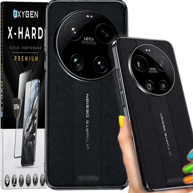 Etui na telefon Xiaomi 17 Ultra Czarne Oxygen Ultimate + Szkło Hartowane X-HARD