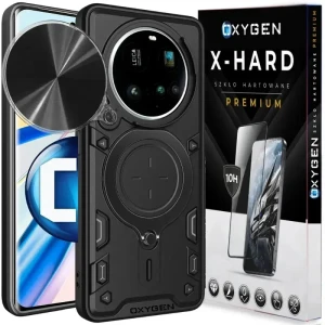 Etui na telefon Xiaomi 17 Ultra Czarne Oxygen RR + Szkło Hartowane X-HARD 