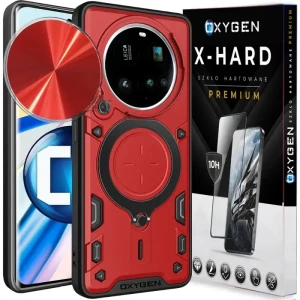 Etui na telefon Xiaomi 17 Ultra Czerwone Oxygen RR + Szkło Hartowane X-HARD 