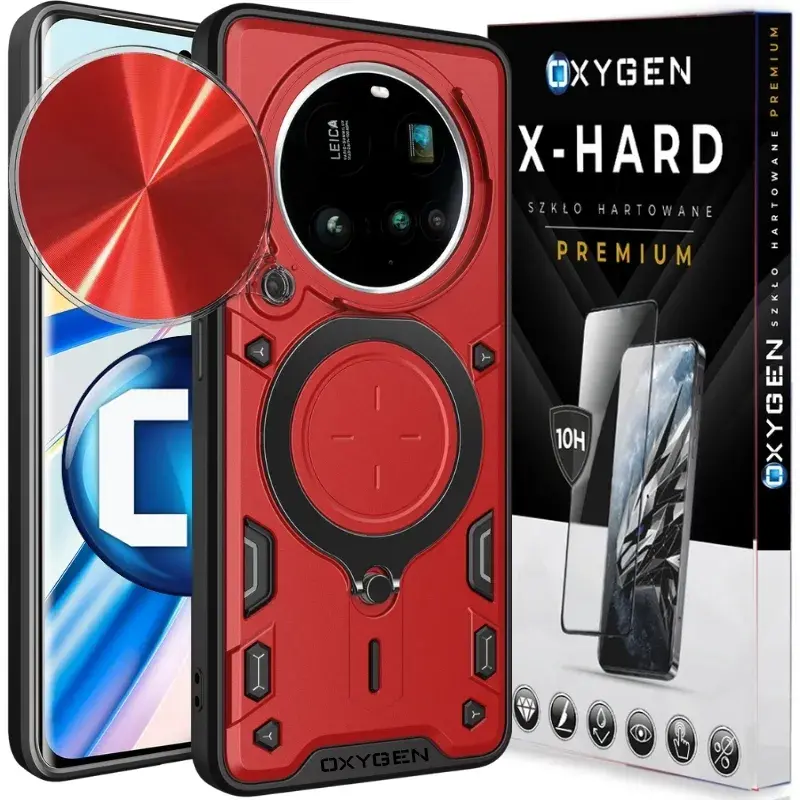 Etui na telefon Xiaomi 17 Ultra Czerwone Oxygen RR + Szkło Hartowane X-HARD