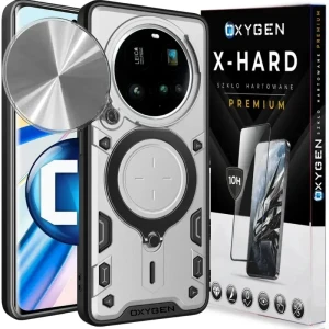 Etui na telefon Xiaomi 17 Ultra Srebrne Oxygen RR + Szkło Hartowane X-HARD