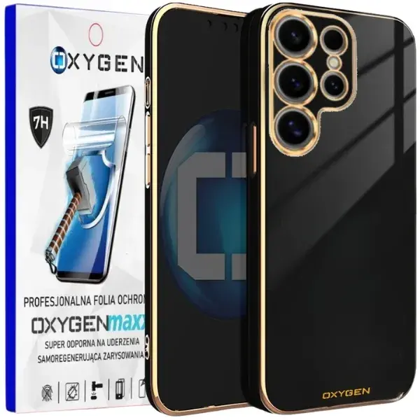 Etui na telefon Samsung Galaxy S26 Ultra Oxygen GLOW Czarne + Super Folia