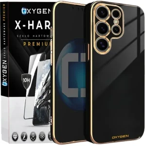 Etui na telefon Samsung Galaxy S26 Ultra Oxygen GLOW Czarne + Szkło Hartowane X-HARD