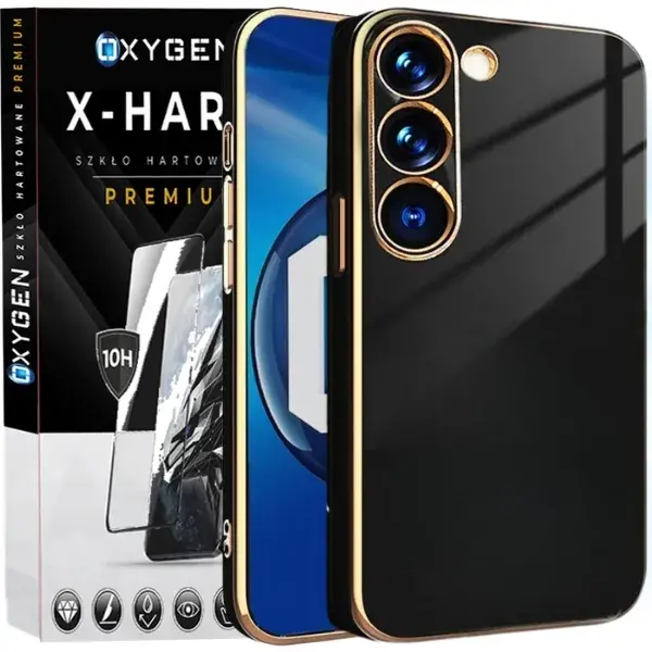 Etui na telefon Samsung Galaxy S26 Oxygen GLOW Czarne + Szkło Hartowane X-HARD