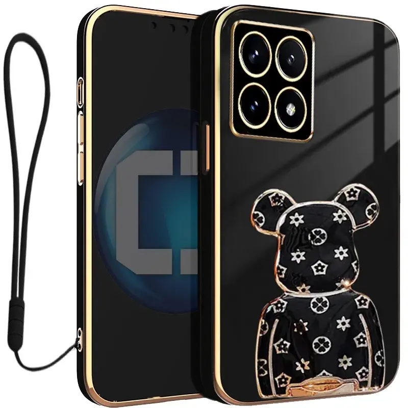 Etui na telefon Xiaomi 17 Czarne Oxygen BeaR + Uchwyt + Smycz