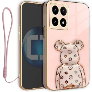 Etui na telefon Xiaomi 17 Różowe Oxygen BeaR + Uchwyt + Smycz 