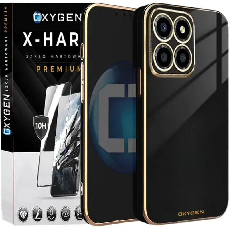 Etui na telefon Xiaomi 17 Oxygen GLOW Czarne + Szkło Hartowane X-HARD