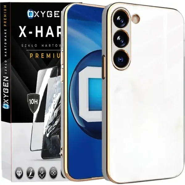 Etui na telefon Samsung Galaxy A37 Oxygen GLOW Białe + Szkło Hartowane X-HARD