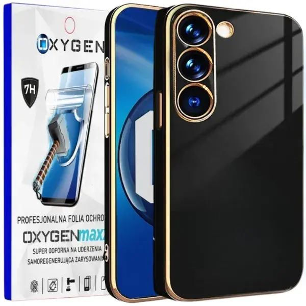 Etui na telefon Samsung Galaxy A57 Oxygen GLOW Czarne + Super Folia