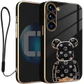 Etui na telefon Samsung Galaxy A37 Czarne Oxygen BeaR + Uchwyt + Smycz