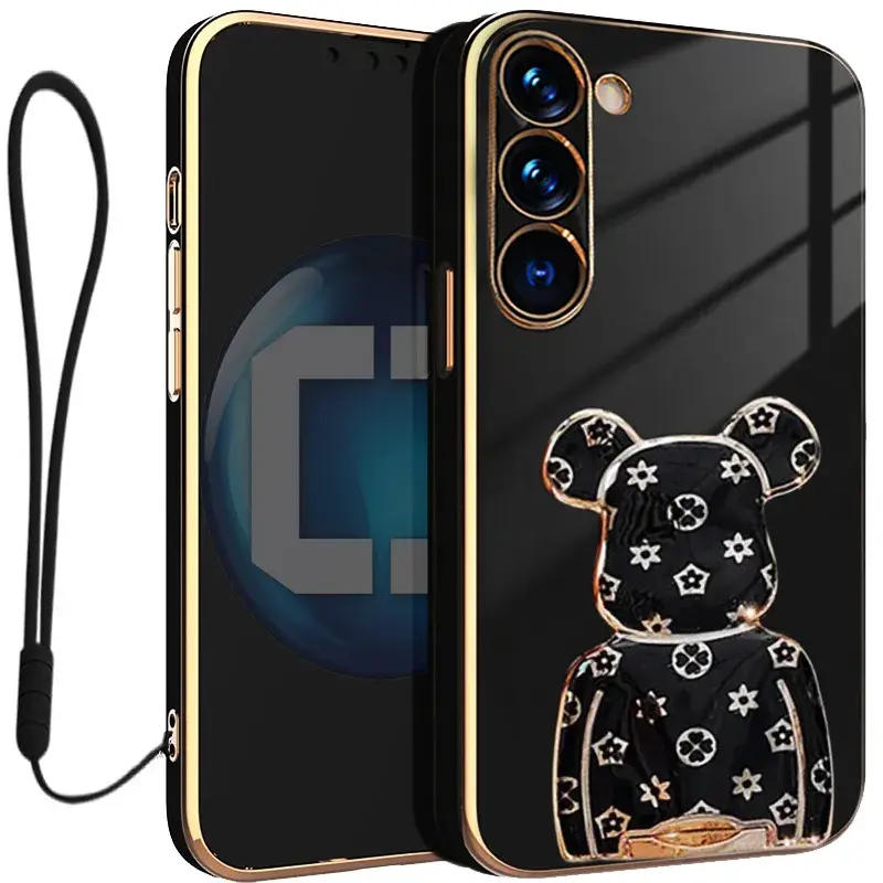 Etui na telefon Samsung Galaxy A37 Czarne Oxygen BeaR + Uchwyt + Smycz