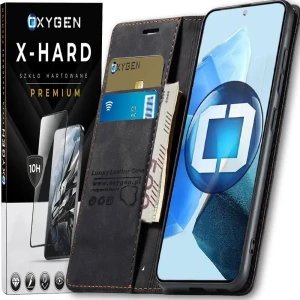 Etui na telefon Realme 16 Pro Czarne Oxygen BooK + Szkło Hartowane X-HARD 