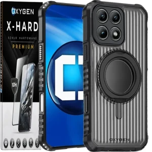 Etui na telefon Xiaomi 17 Czarne Oxygen ReX + Szkło Hartowane X-HARD 