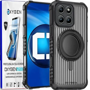 Etui na telefon Motorola Edge 60 Pro Czarne Oxygen ReX + Super Folia 